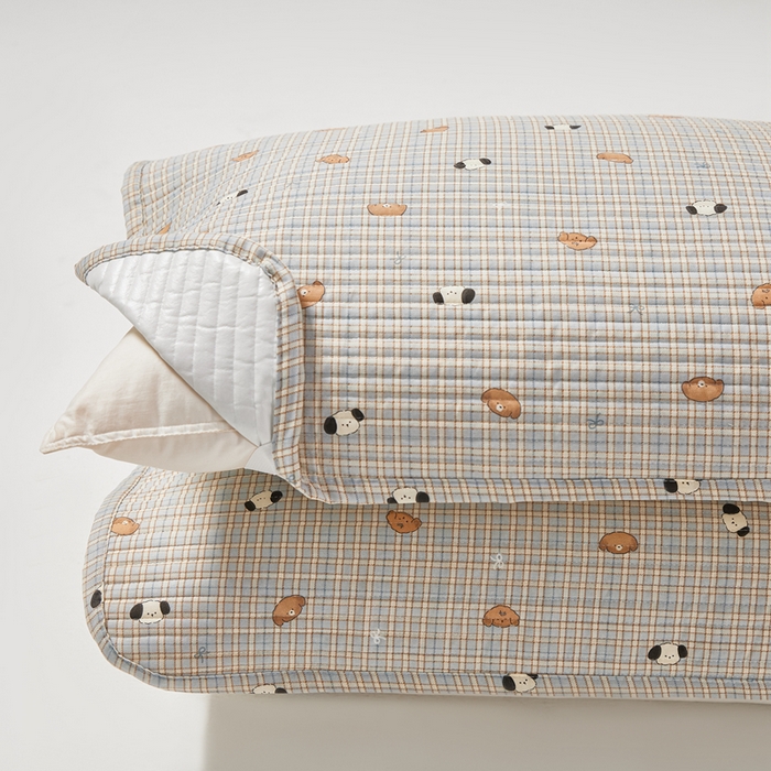 91家纺网 家纺一手货源 找家纺 永旺家纺 2026新款全棉亲肤防水枕巾防水隔脏 洋气柯基崽