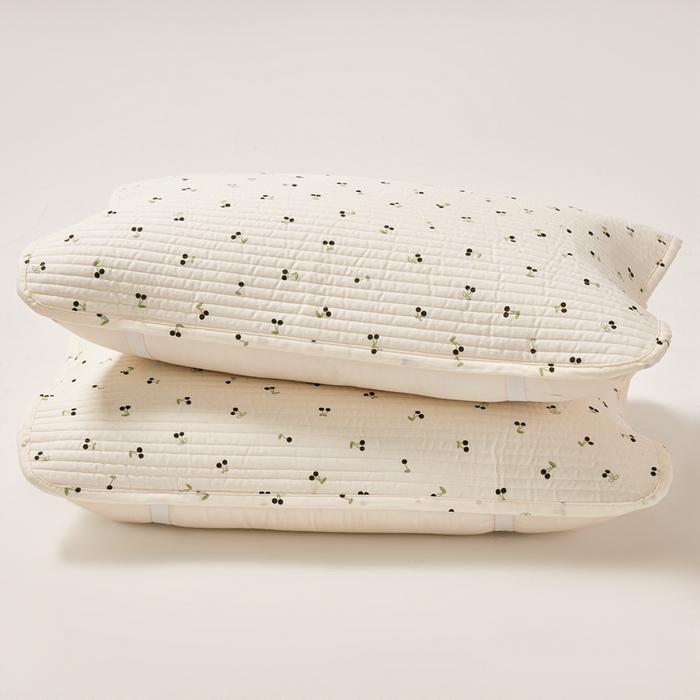 91家纺网 家纺一手货源 找家纺 永旺家纺 2026新款全棉亲肤防水枕巾防水隔脏 樱桃奶绿-黑