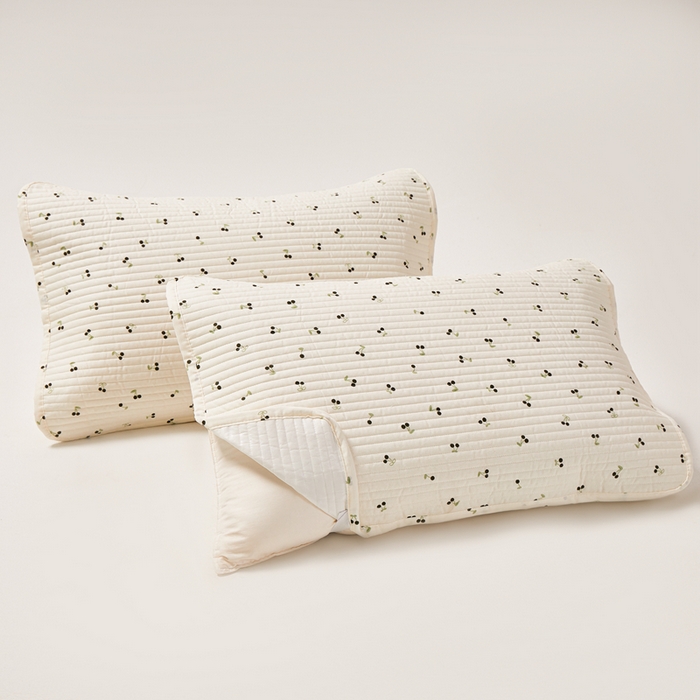 91家纺网 家纺一手货源 找家纺 永旺家纺 2026新款全棉亲肤防水枕巾防水隔脏 樱桃奶绿-黑