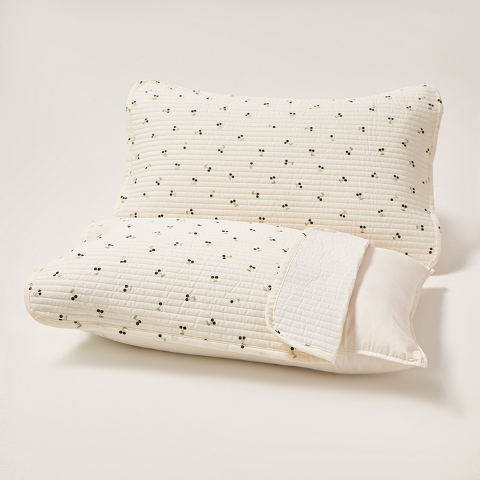 91家纺网 家纺一手货源 找家纺 永旺家纺 2026新款全棉亲肤防水枕巾防水隔脏 樱桃奶绿-黑