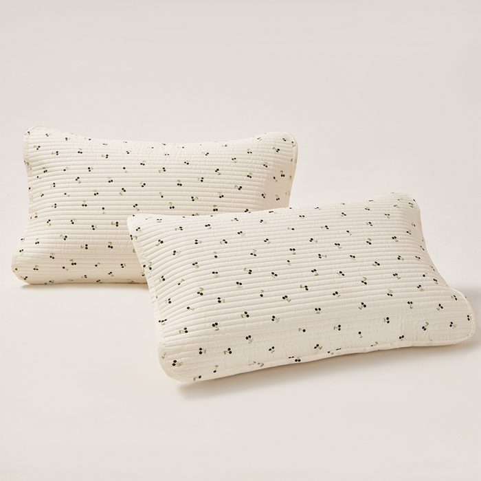 91家纺网 家纺一手货源 找家纺 永旺家纺 2026新款全棉亲肤防水枕巾防水隔脏 樱桃奶绿-黑