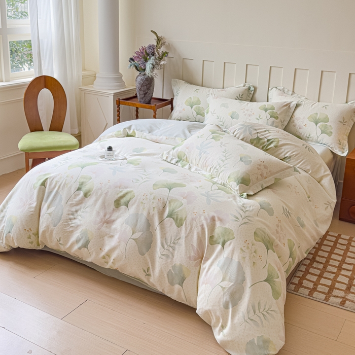 91家纺网 家纺一手货源 找家纺 U品汇 2026新品纯棉全棉印花四件套小清新卡通花卉13070喷气 银杏疏影