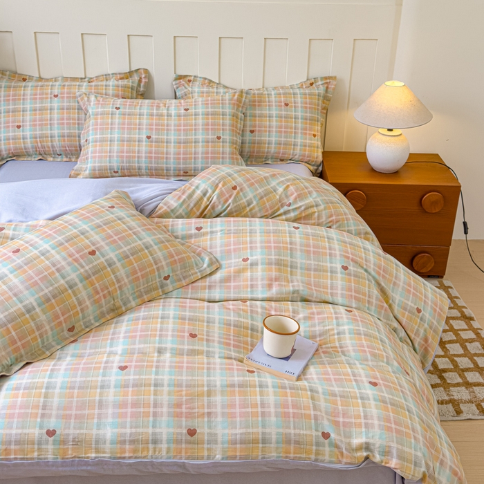 91家纺网 家纺一手货源 找家纺 U品汇 2026新品纯棉全棉印花四件套小清新卡通花卉13070喷气 爱的蜜语