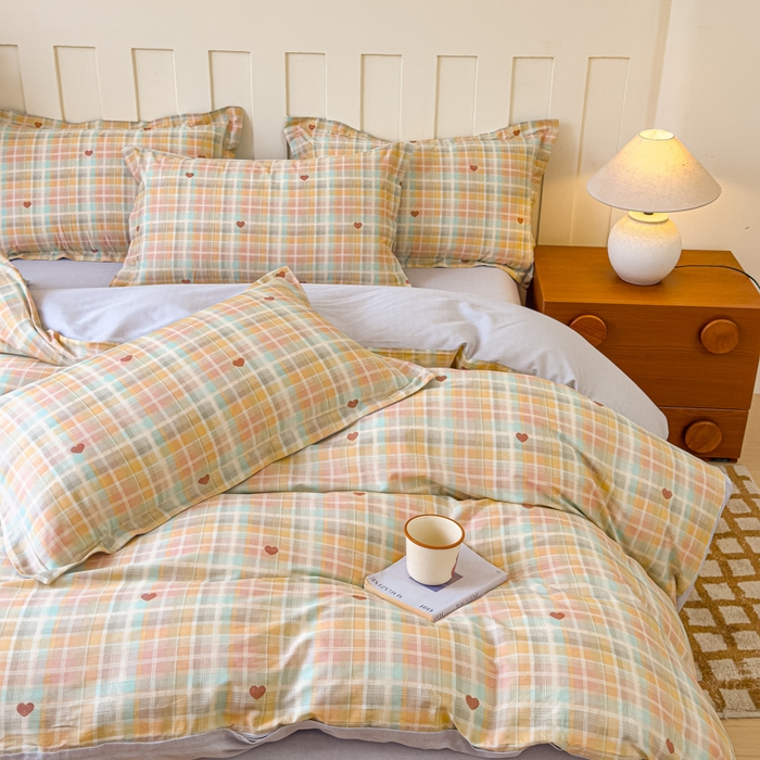 91家纺网 家纺一手货源 找家纺 U品汇 2026新品纯棉全棉印花四件套小清新卡通花卉13070喷气 爱的蜜语