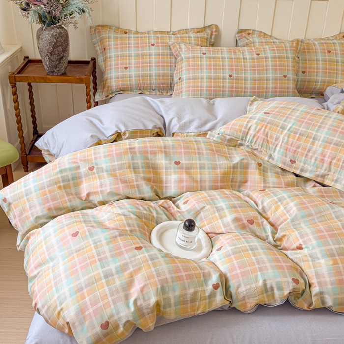 91家纺网 家纺一手货源 找家纺 U品汇 2026新品纯棉全棉印花四件套小清新卡通花卉13070喷气 爱的蜜语