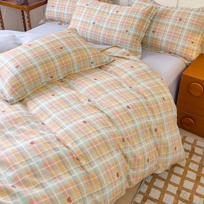 91家纺网 家纺一手货源 找家纺 U品汇 2026新品纯棉全棉印花四件套小清新卡通花卉13070喷气 爱的蜜语