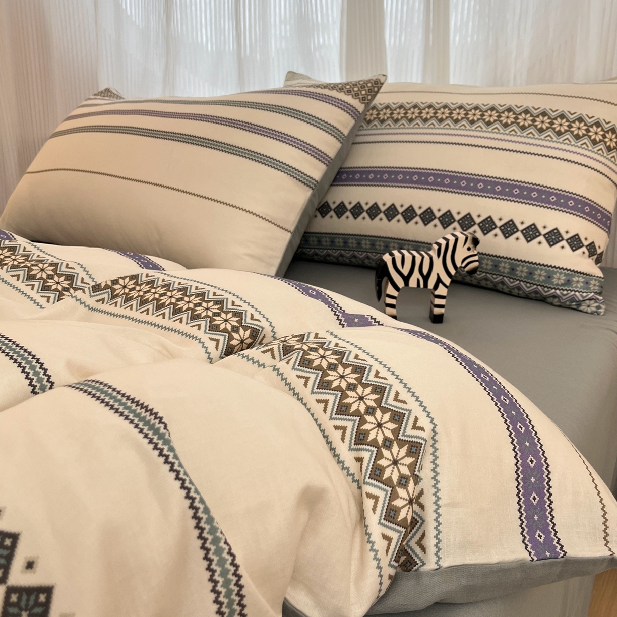 禾时 2026新款A类波西米亚全棉纯棉双层纱四件套 波格利特