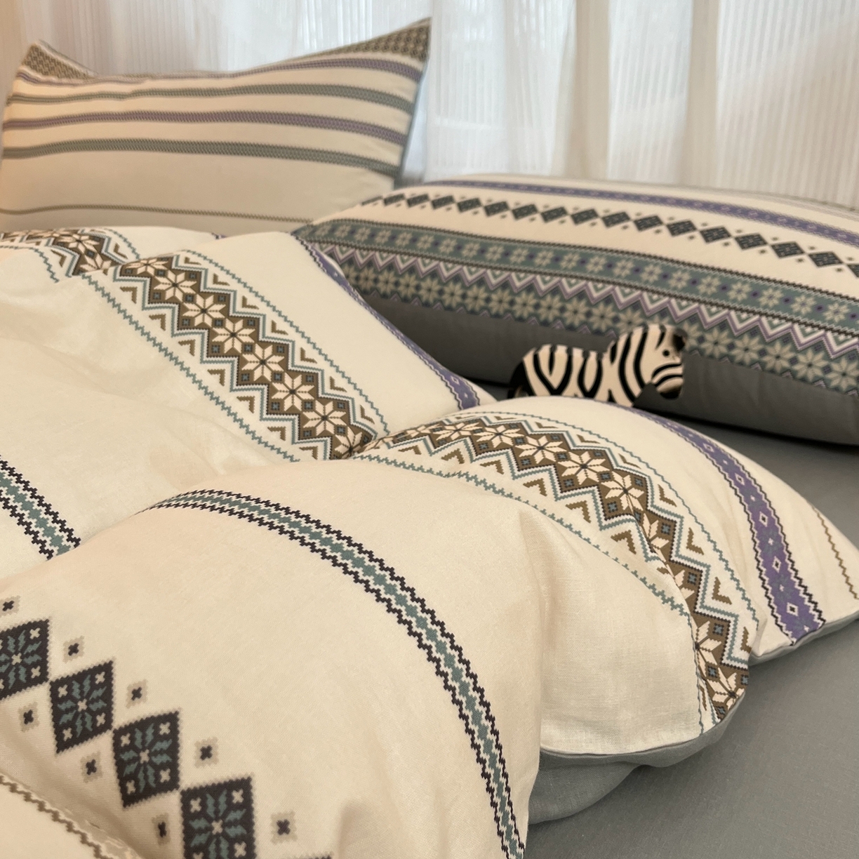 91家纺网 家纺一手货源 找家纺 禾时 2026新款A类波西米亚全棉纯棉双层纱四件套 波格利特