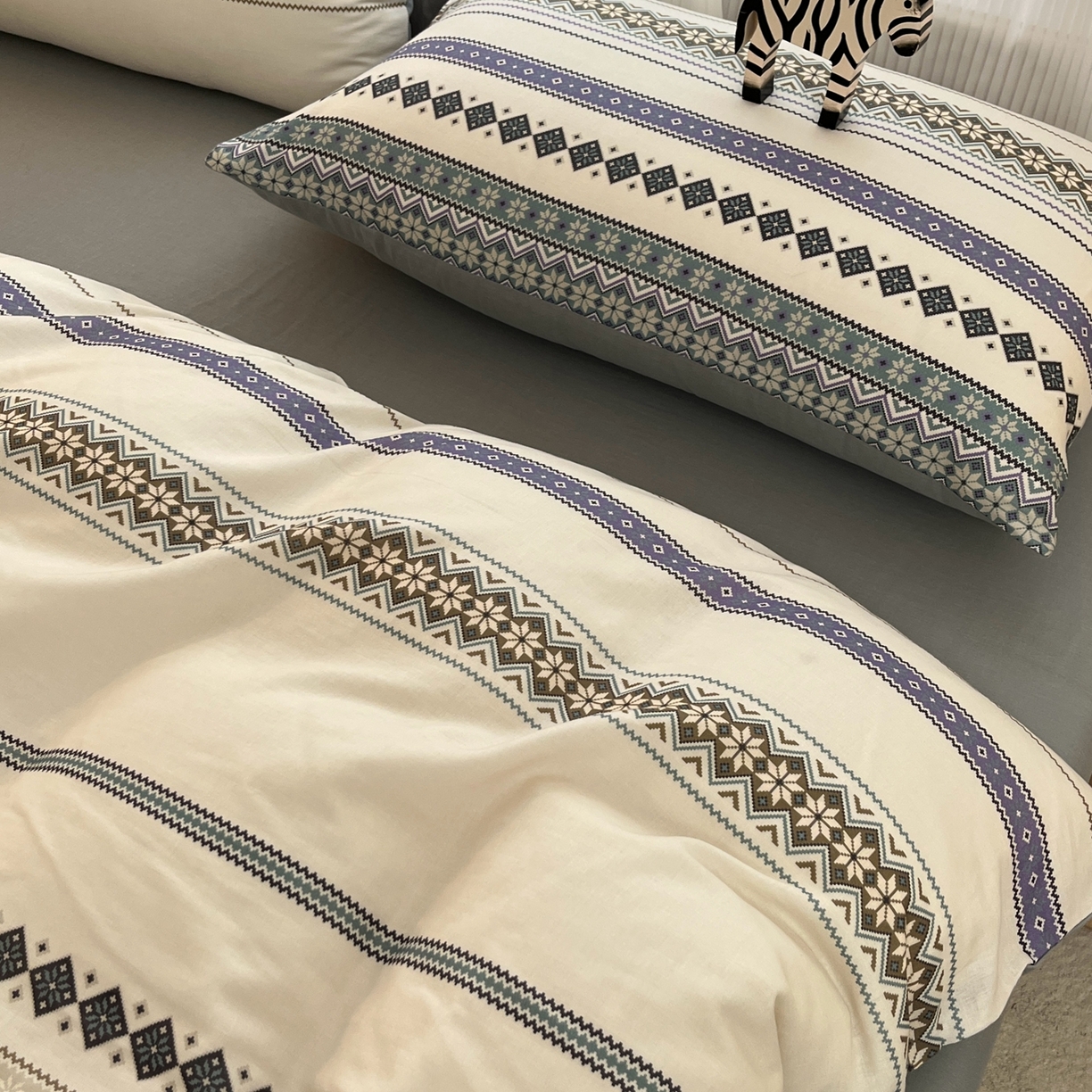 91家纺网 家纺一手货源 找家纺 禾时 2026新款A类波西米亚全棉纯棉双层纱四件套 波格利特