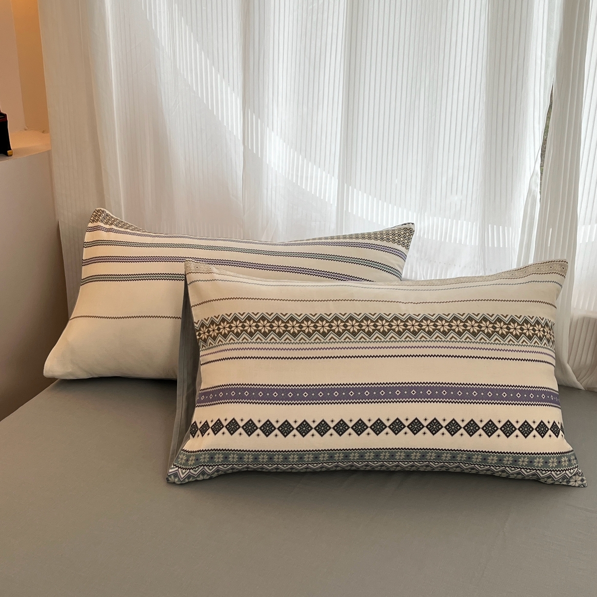 91家纺网 家纺一手货源 找家纺 禾时 2026新款A类波西米亚全棉纯棉双层纱四件套 波格利特