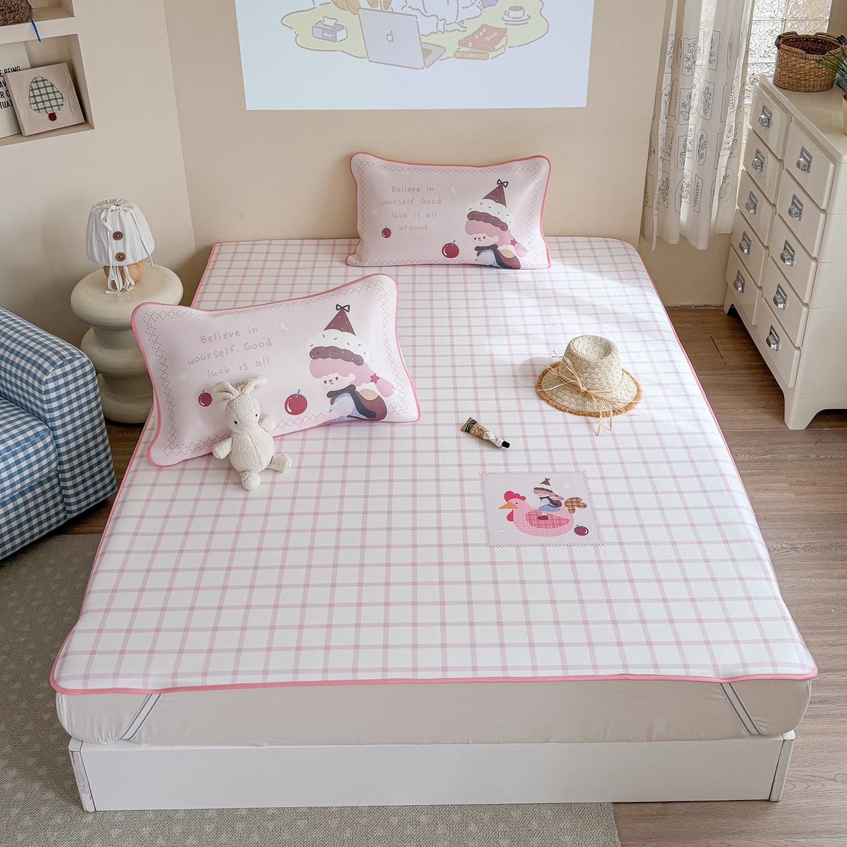 91家纺网 家纺一手货源 找家纺 美乐迪家纺 2026新款织标款大版水光冰丝凉席席子凉席 大鸡大利