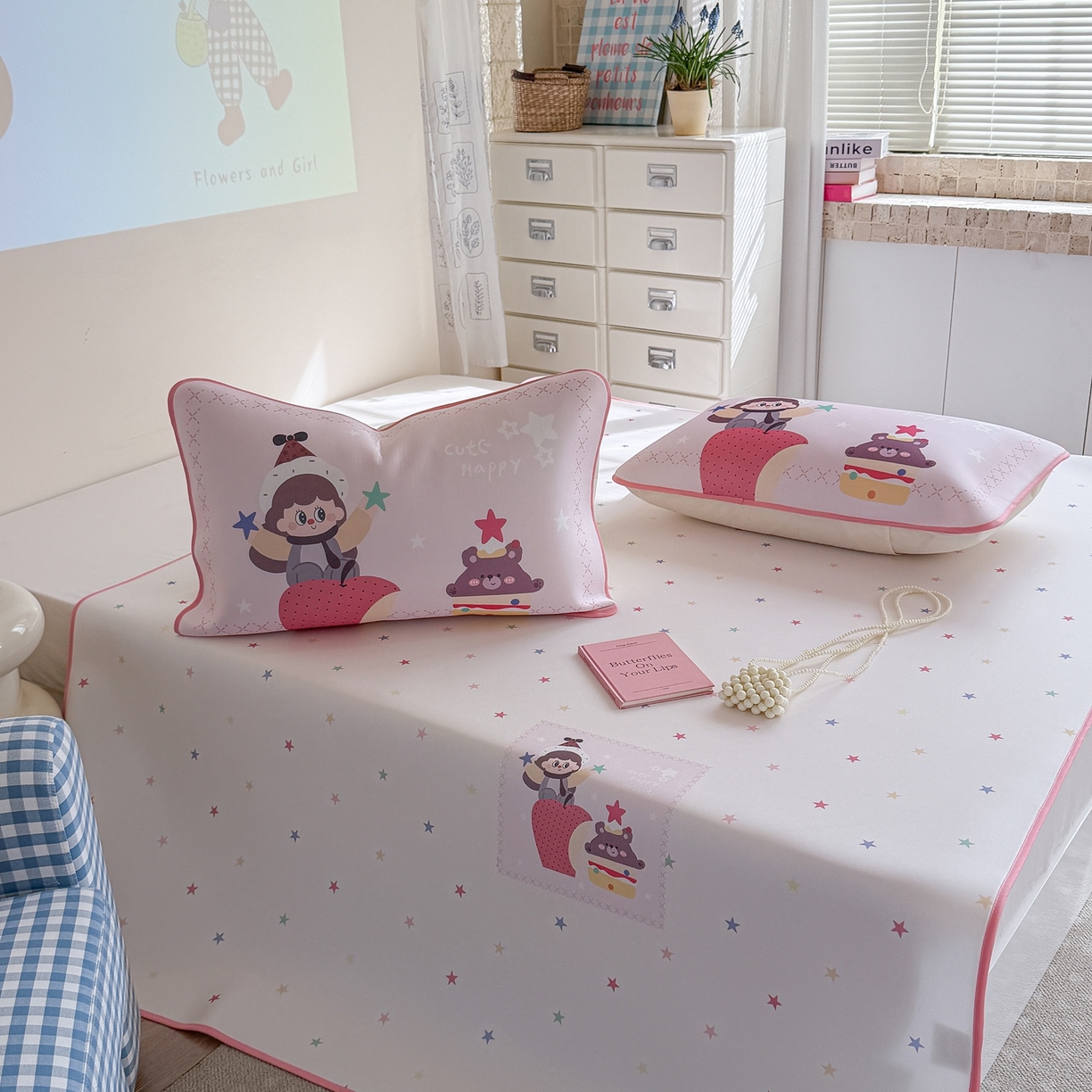 91家纺网 家纺一手货源 找家纺 美乐迪家纺 2026新款织标款大版水光冰丝凉席席子凉席 甜品女孩