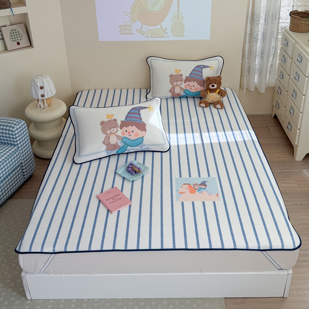 美乐迪家纺 2026新款织标款大版水光冰丝凉席席子凉席 狗狗男孩