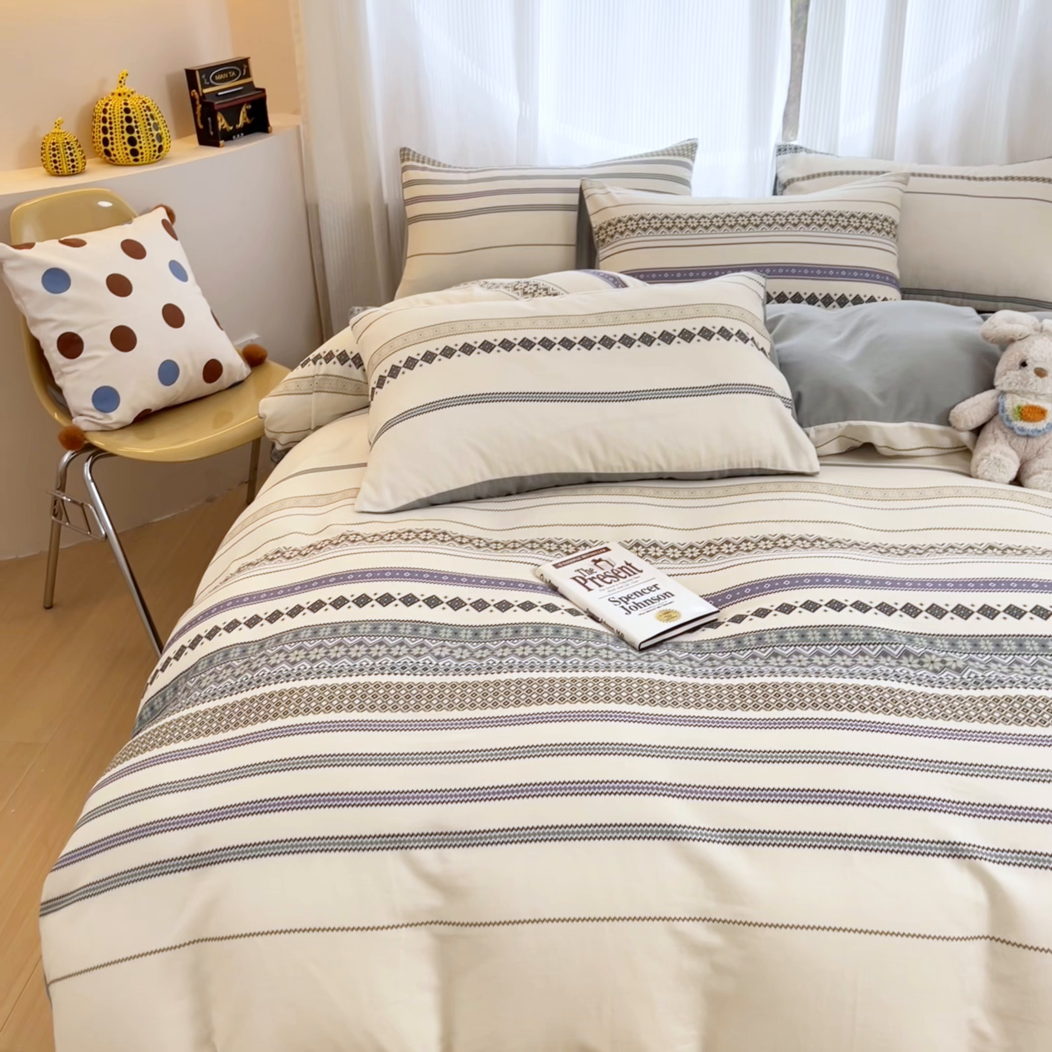 91家纺网 家纺一手货源 找家纺 禾时 2026新款A类波西米亚全棉纯棉双层纱四件套 波格利特