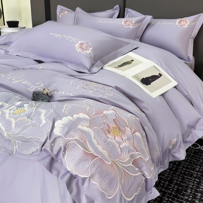 91家纺网 家纺一手货源 找家纺 （总）女子家纺 2026新款A类新款新疆长绒棉澳棉高端全棉纯棉绣花四件套-花富贵