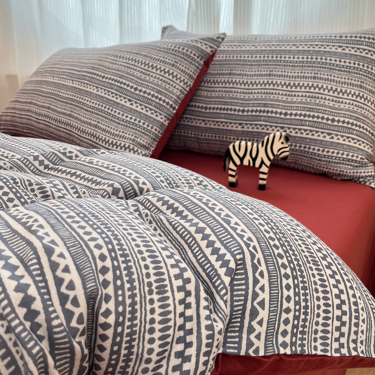 禾时 2026新款A类波西米亚全棉纯棉双层纱四件套 波西米亚-蓝