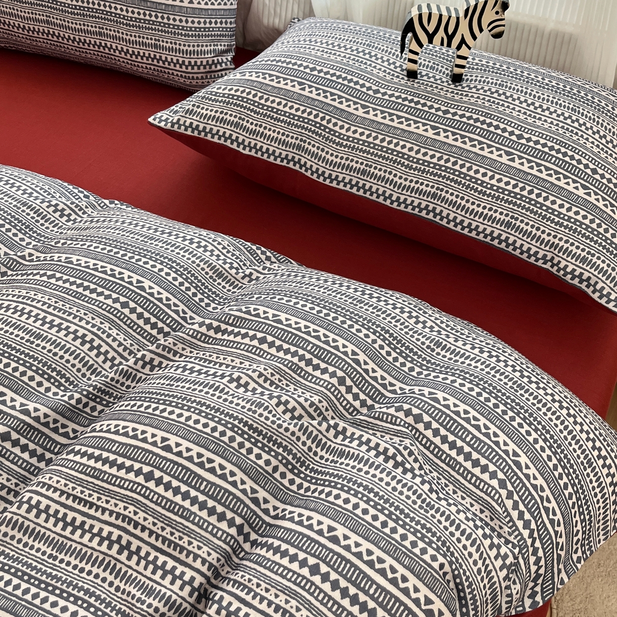 91家纺网 家纺一手货源 找家纺 禾时 2026新款A类波西米亚全棉纯棉双层纱四件套 波西米亚-蓝