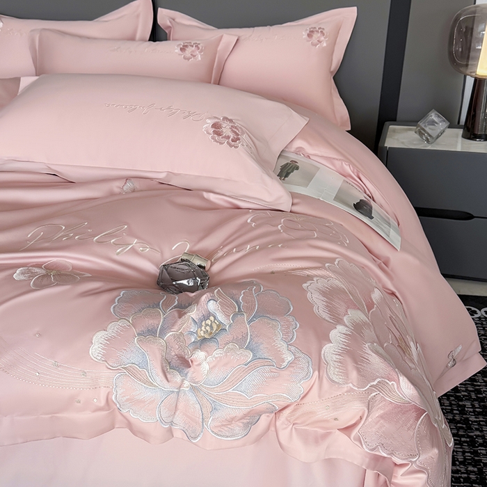 91家纺网 家纺一手货源 找家纺 （总）女子家纺 2026新款A类新款新疆长绒棉澳棉高端全棉纯棉绣花四件套-花富贵