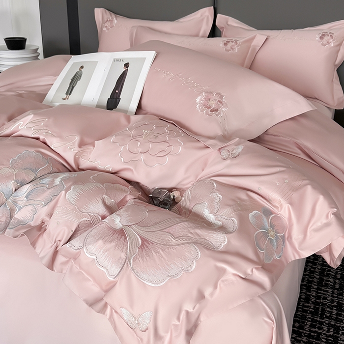 91家纺网 家纺一手货源 找家纺 （总）女子家纺 2026新款A类新款新疆长绒棉澳棉高端全棉纯棉绣花四件套-花富贵