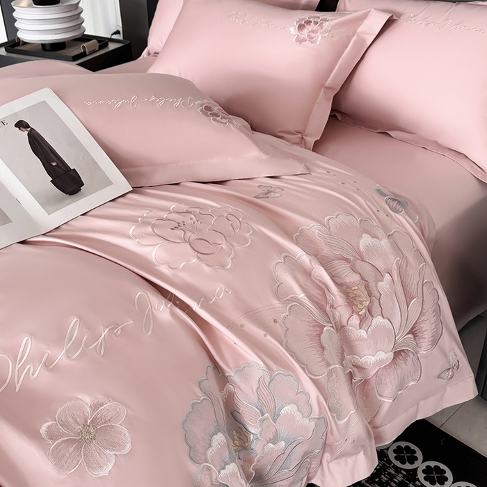 91家纺网 家纺一手货源 找家纺 （总）女子家纺 2026新款A类新款新疆长绒棉澳棉高端全棉纯棉绣花四件套-花富贵