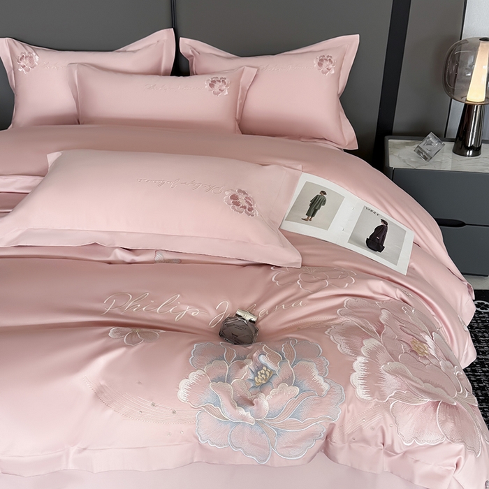 91家纺网 家纺一手货源 找家纺 （总）女子家纺 2026新款A类新款新疆长绒棉澳棉高端全棉纯棉绣花四件套-花富贵