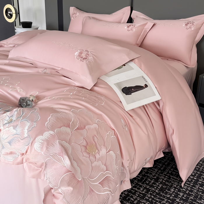 91家纺网 家纺一手货源 找家纺 （总）女子家纺 2026新款A类新款新疆长绒棉澳棉高端全棉纯棉绣花四件套-花富贵