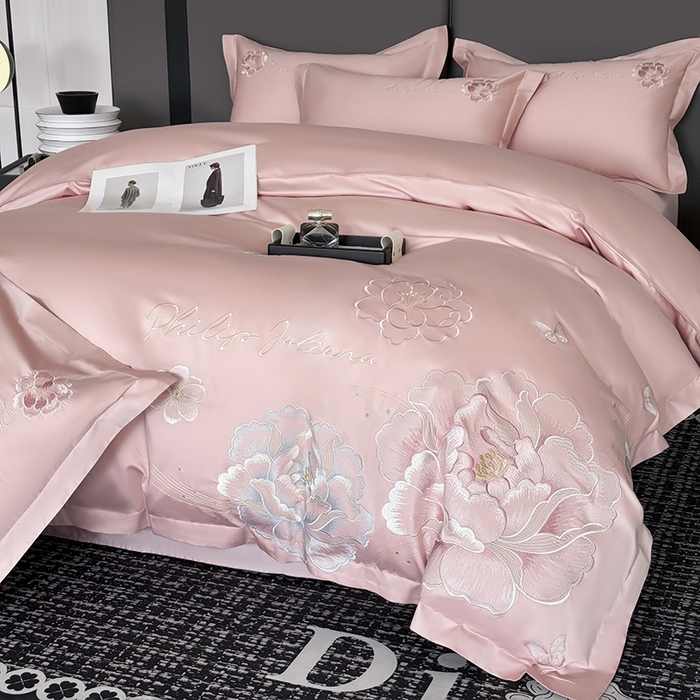 91家纺网 家纺一手货源 找家纺 （总）女子家纺 2026新款A类新款新疆长绒棉澳棉高端全棉纯棉绣花四件套-花富贵