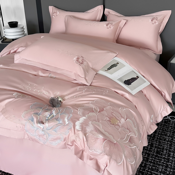 91家纺网 家纺一手货源 找家纺 （总）女子家纺 2026新款A类新款新疆长绒棉澳棉高端全棉纯棉绣花四件套-花富贵