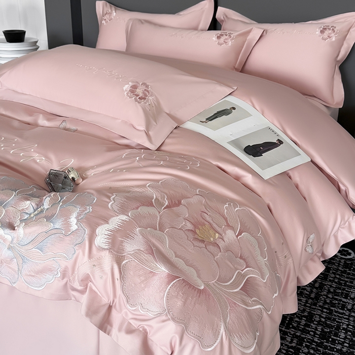 91家纺网 家纺一手货源 找家纺 （总）女子家纺 2026新款纯色长绒棉全棉纯棉轻奢四件套- 俏佳人