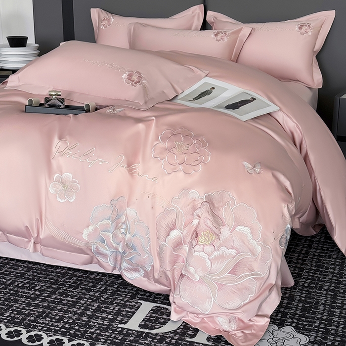 91家纺网 家纺一手货源 找家纺 （总）女子家纺 2026新款A类新款新疆长绒棉澳棉高端全棉纯棉绣花四件套-花富贵