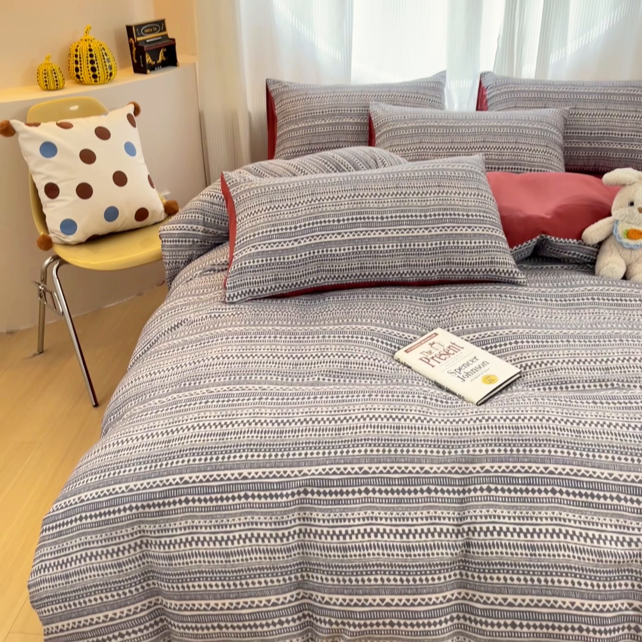 91家纺网 家纺一手货源 找家纺 禾时 2026新款A类波西米亚全棉纯棉双层纱四件套 波西米亚-蓝