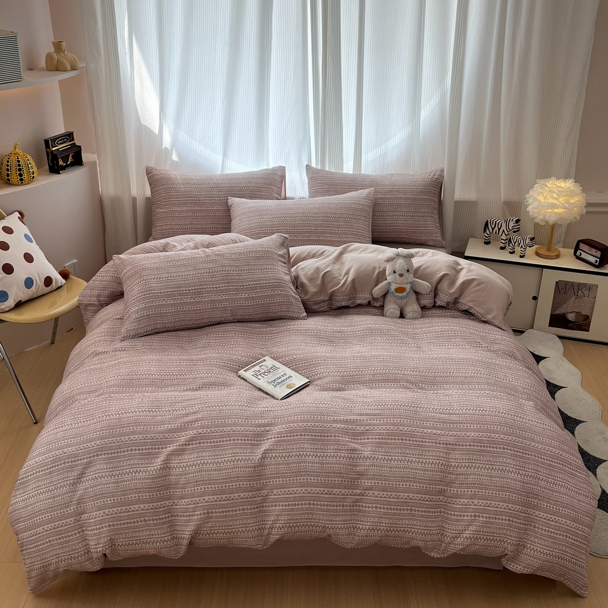 91家纺网 家纺一手货源 找家纺 禾时 2026新款A类波西米亚全棉纯棉双层纱四件套 波西米亚-浅咖