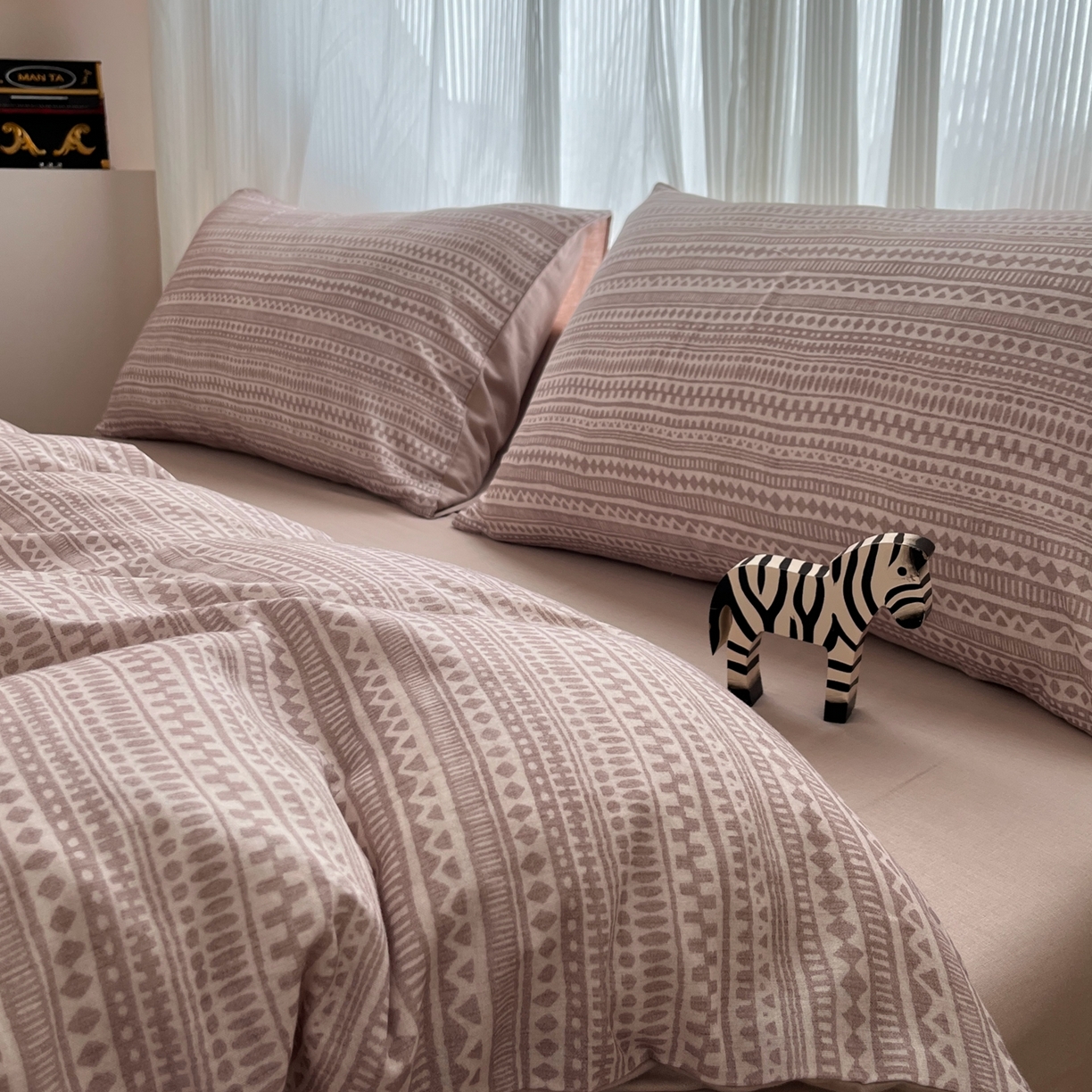 91家纺网 家纺一手货源 找家纺 禾时 2026新款A类波西米亚全棉纯棉双层纱四件套 波西米亚-浅咖