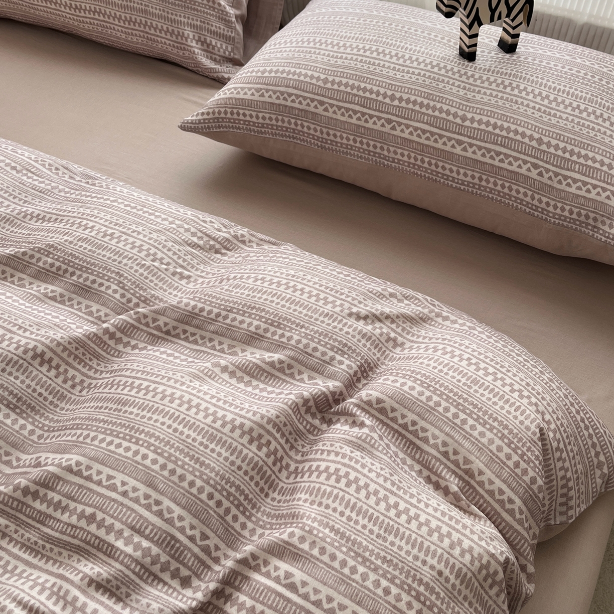 91家纺网 家纺一手货源 找家纺 禾时 2026新款A类波西米亚全棉纯棉双层纱四件套 波西米亚-浅咖