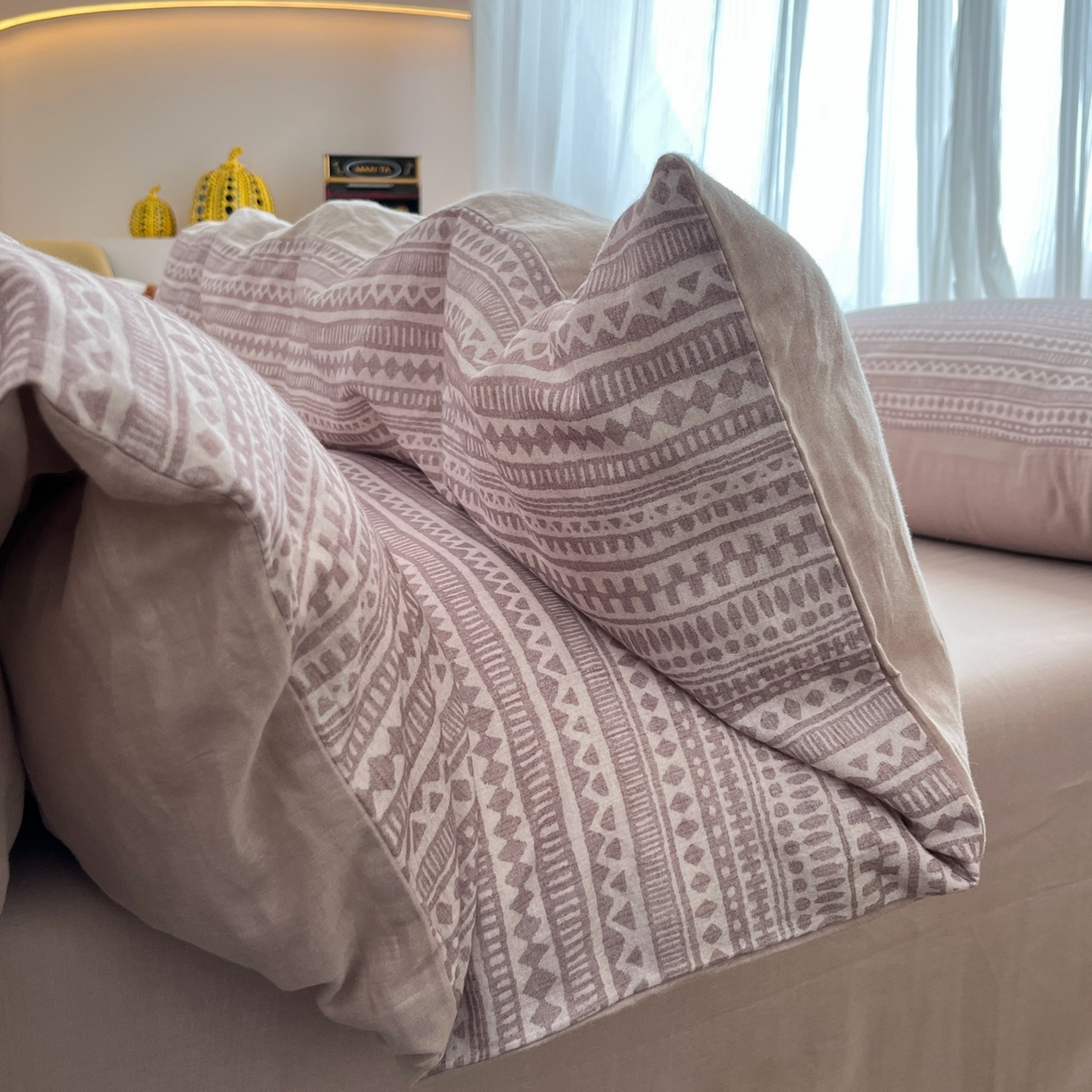 91家纺网 家纺一手货源 找家纺 禾时 2026新款A类波西米亚全棉纯棉双层纱四件套 波西米亚-浅咖