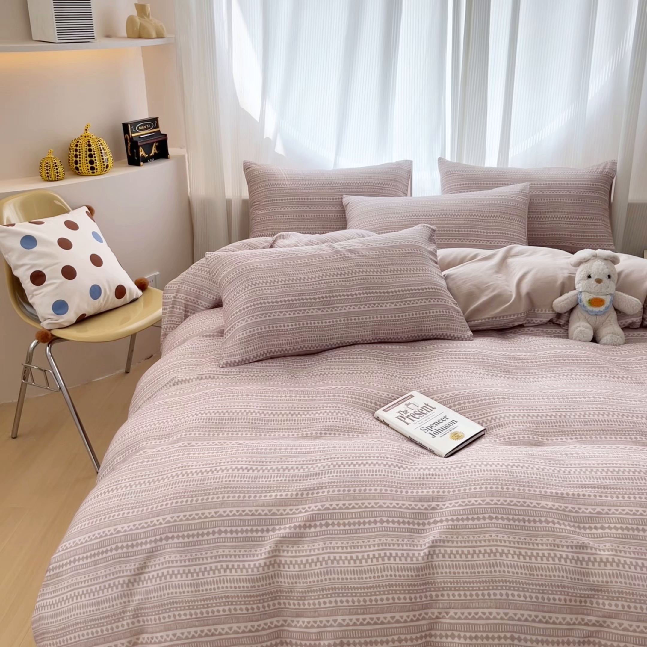 91家纺网 家纺一手货源 找家纺 禾时 2026新款A类波西米亚全棉纯棉双层纱四件套 波西米亚-浅咖