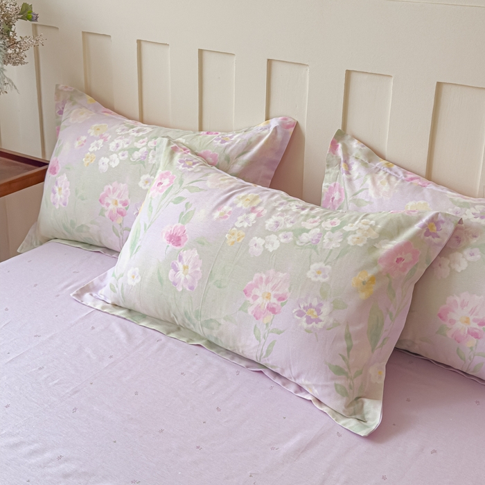 91家纺网 家纺一手货源 找家纺 U品汇 2026新品纯棉全棉印花四件套小清新卡通花卉13070喷气 淡彩花园