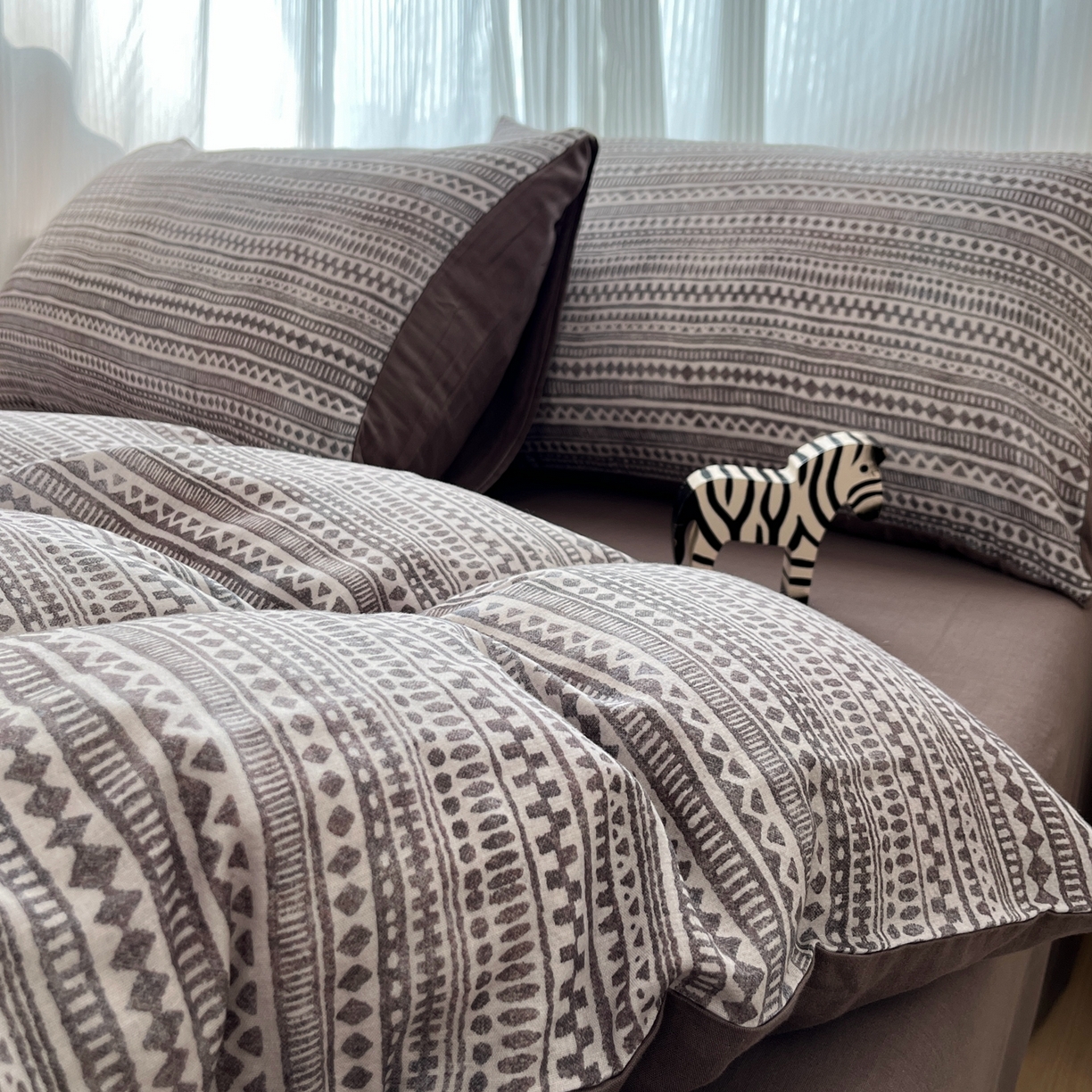 禾时 2026新款A类波西米亚全棉纯棉双层纱四件套 波西米亚-深咖