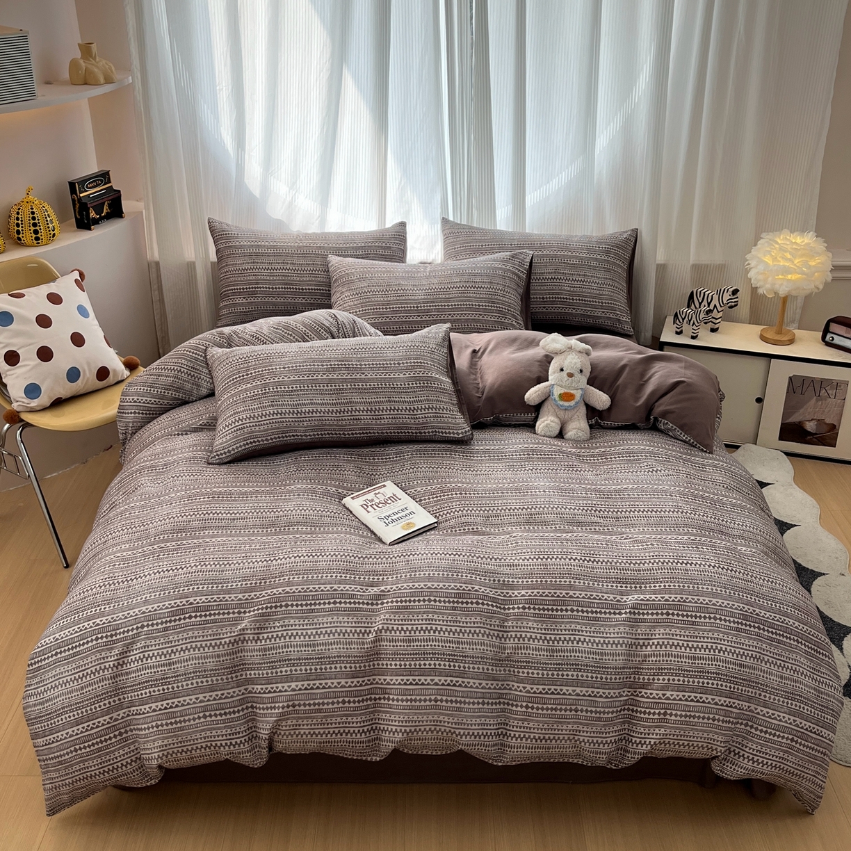 91家纺网 家纺一手货源 找家纺 禾时 2026新款A类波西米亚全棉纯棉双层纱四件套 波西米亚-深咖