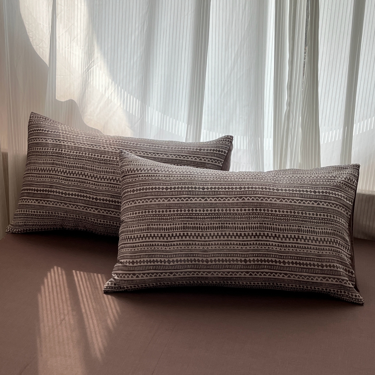 91家纺网 家纺一手货源 找家纺 禾时 2026新款A类波西米亚全棉纯棉双层纱四件套 波西米亚-深咖