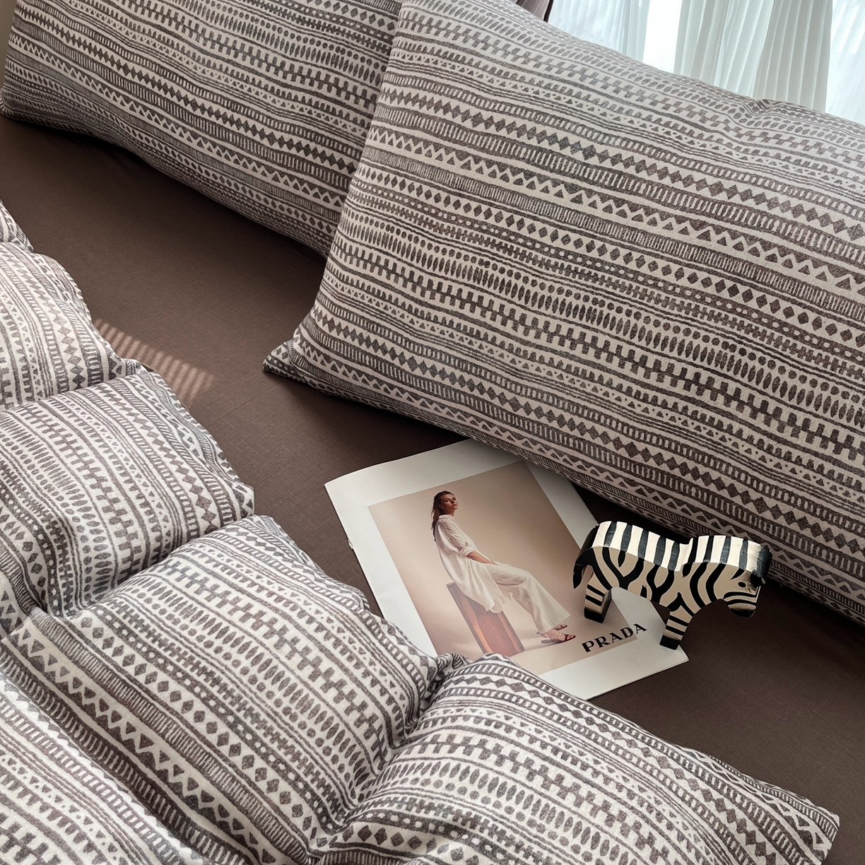 91家纺网 家纺一手货源 找家纺 禾时 2026新款A类波西米亚全棉纯棉双层纱四件套 波西米亚-深咖