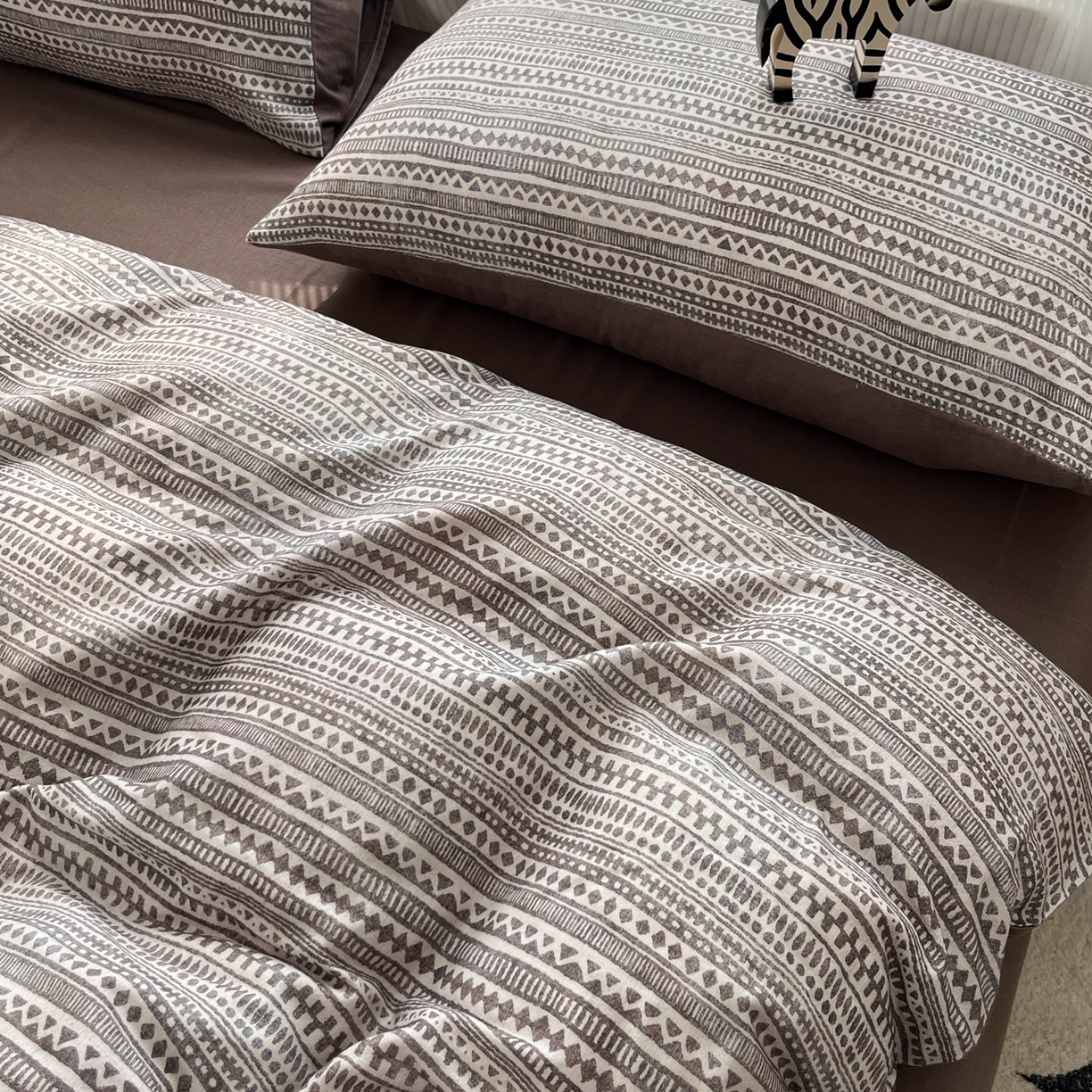 91家纺网 家纺一手货源 找家纺 禾时 2026新款A类波西米亚全棉纯棉双层纱四件套 波西米亚-深咖