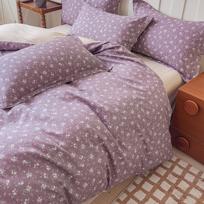 91家纺网 家纺一手货源 找家纺 U品汇 2026新品纯棉全棉印花四件套小清新卡通花卉13070喷气 风信子下-咖