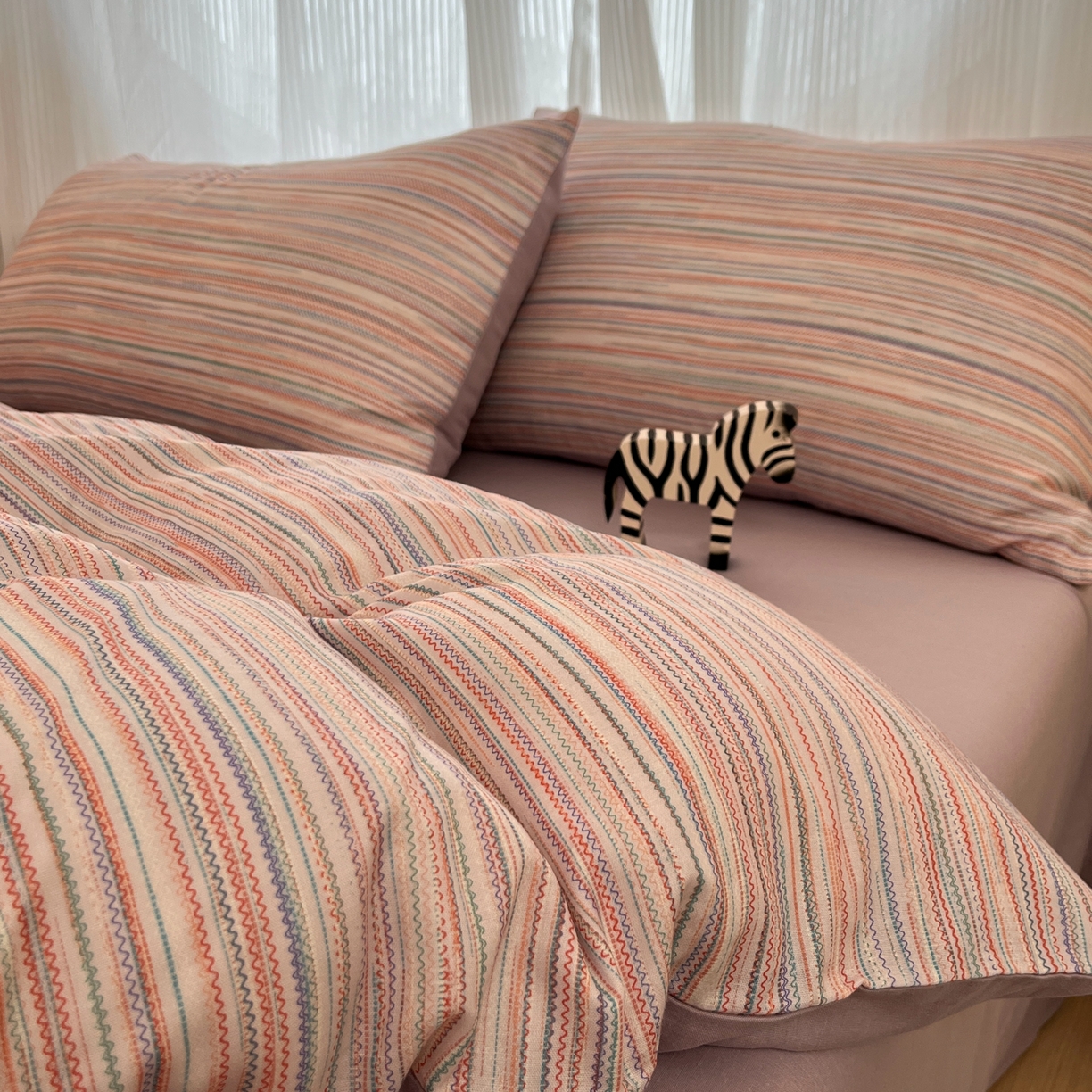 禾时 2026新款A类波西米亚全棉纯棉双层纱四件套 彩澜