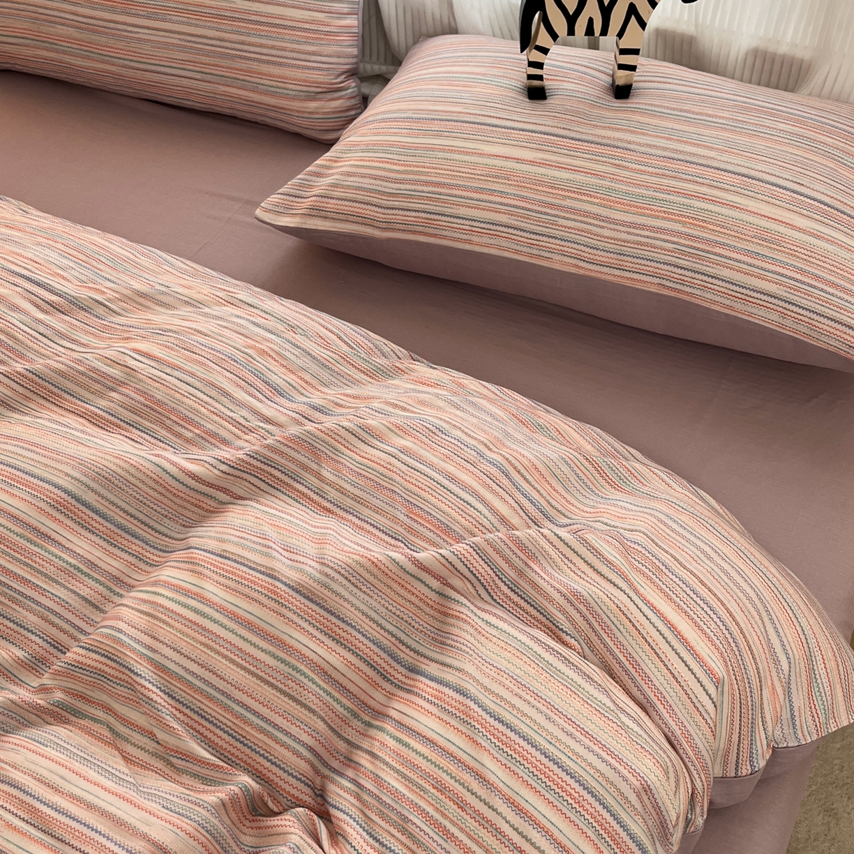 91家纺网 家纺一手货源 找家纺 禾时 2026新款A类波西米亚全棉纯棉双层纱四件套 彩澜