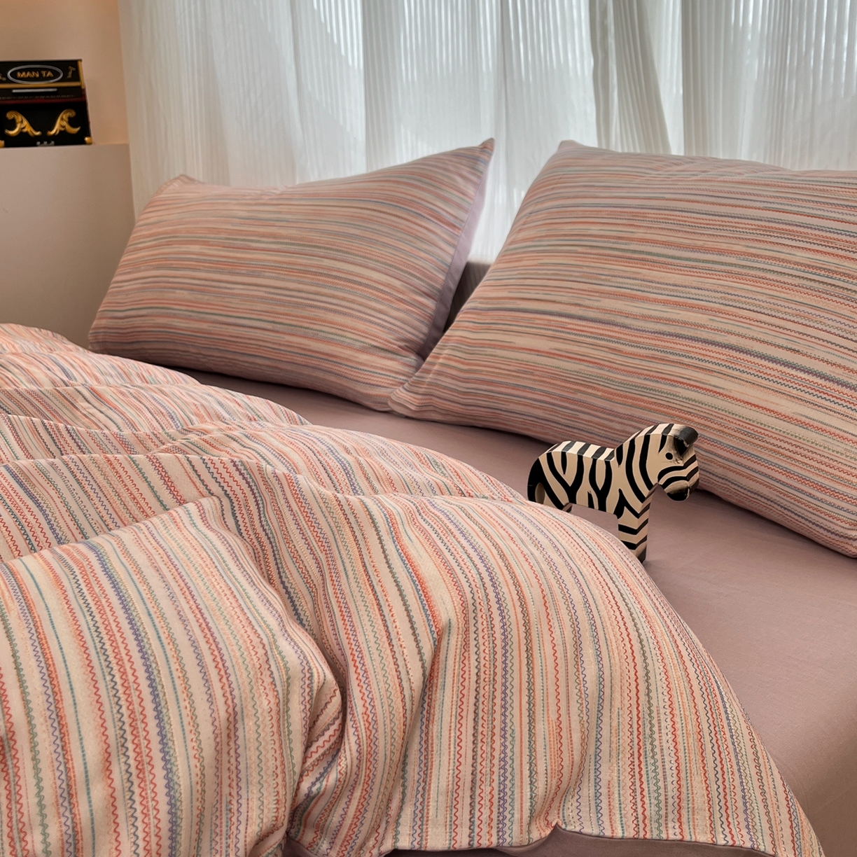 91家纺网 家纺一手货源 找家纺 禾时 2026新款A类波西米亚全棉纯棉双层纱四件套 彩澜