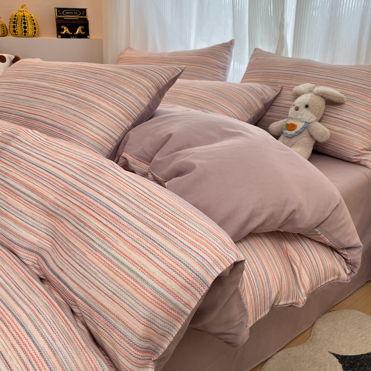 91家纺网 家纺一手货源 找家纺 禾时 2026新款A类波西米亚全棉纯棉双层纱四件套 彩澜