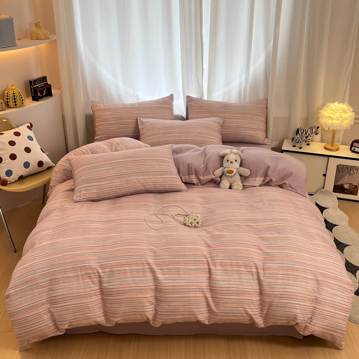 91家纺网 家纺一手货源 找家纺 禾时 2026新款A类波西米亚全棉纯棉双层纱四件套 彩澜