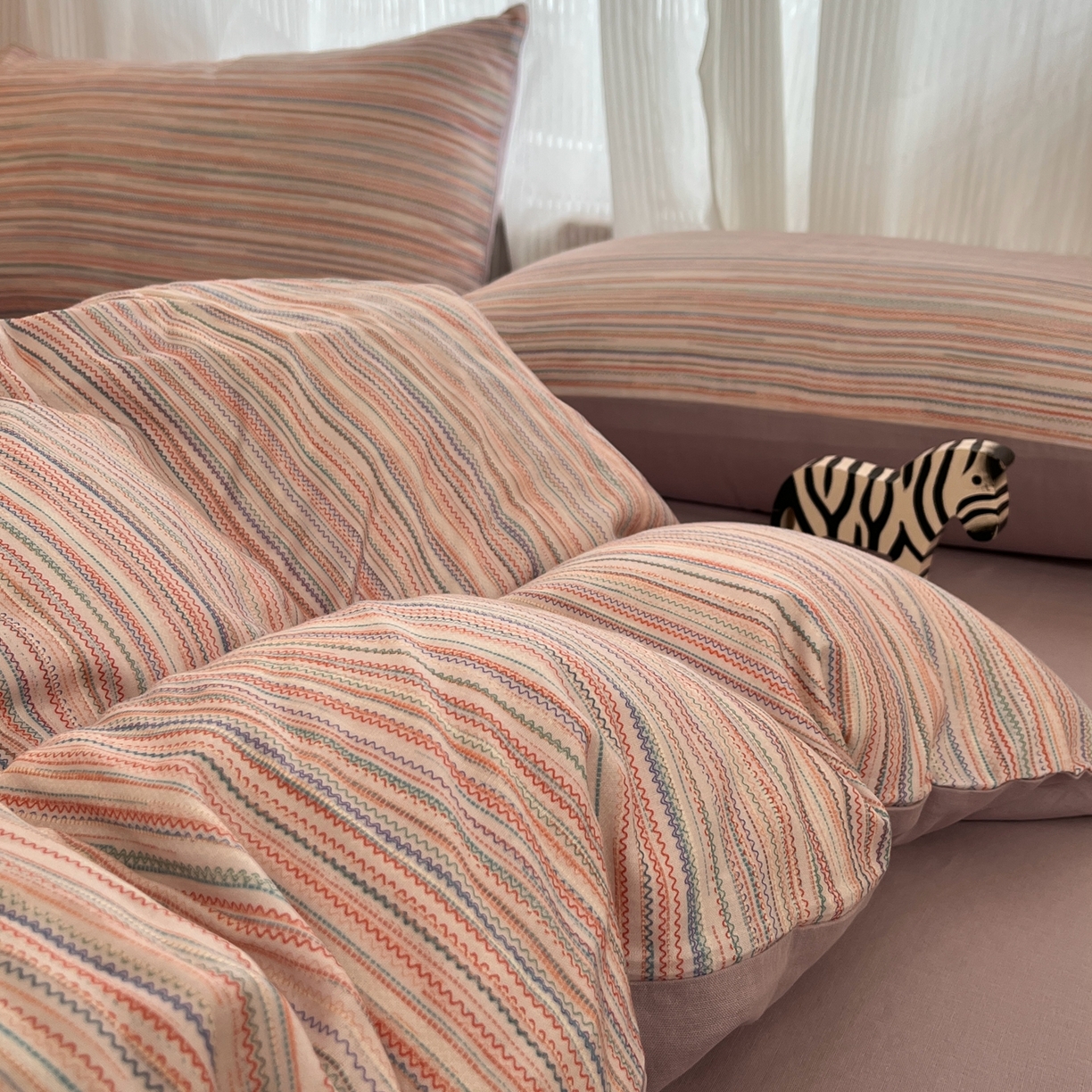 91家纺网 家纺一手货源 找家纺 禾时 2026新款A类波西米亚全棉纯棉双层纱四件套 彩澜