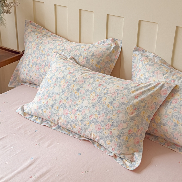 91家纺网 家纺一手货源 找家纺 U品汇 2026新品纯棉全棉印花四件套小清新卡通花卉13070喷气 岚花绪-灰